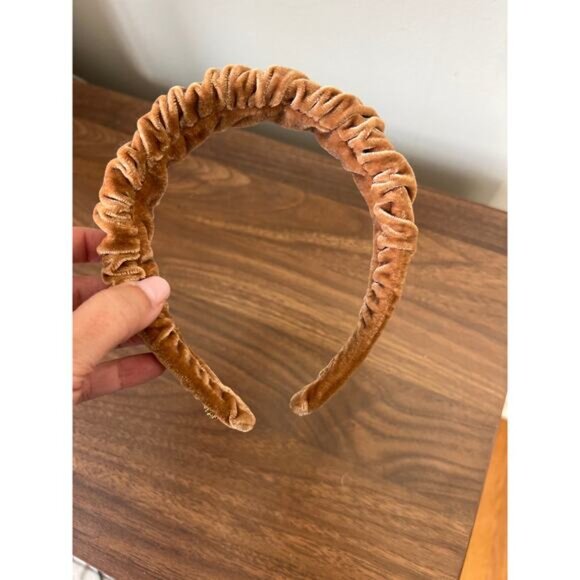 NEW Lele Sadoughi Copper Velvet Kelly Ruched Headband Brown Women's One Size - Picture 3 of 7